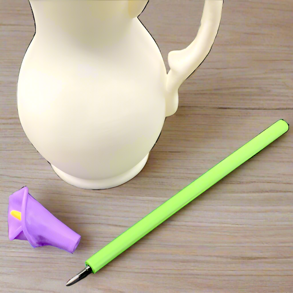 Flower pens in vase with leaf bookmarks
