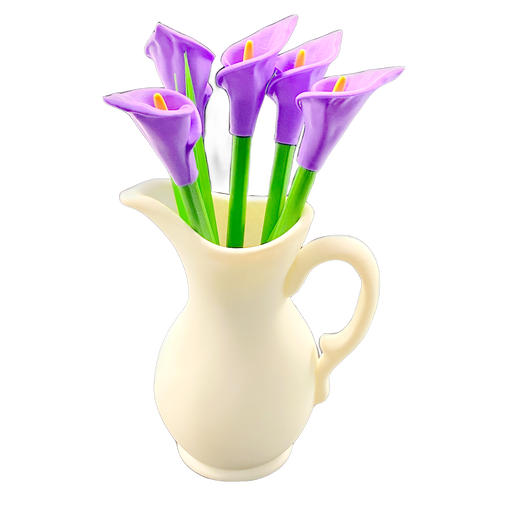 Flower pens in vase with leaf bookmarks